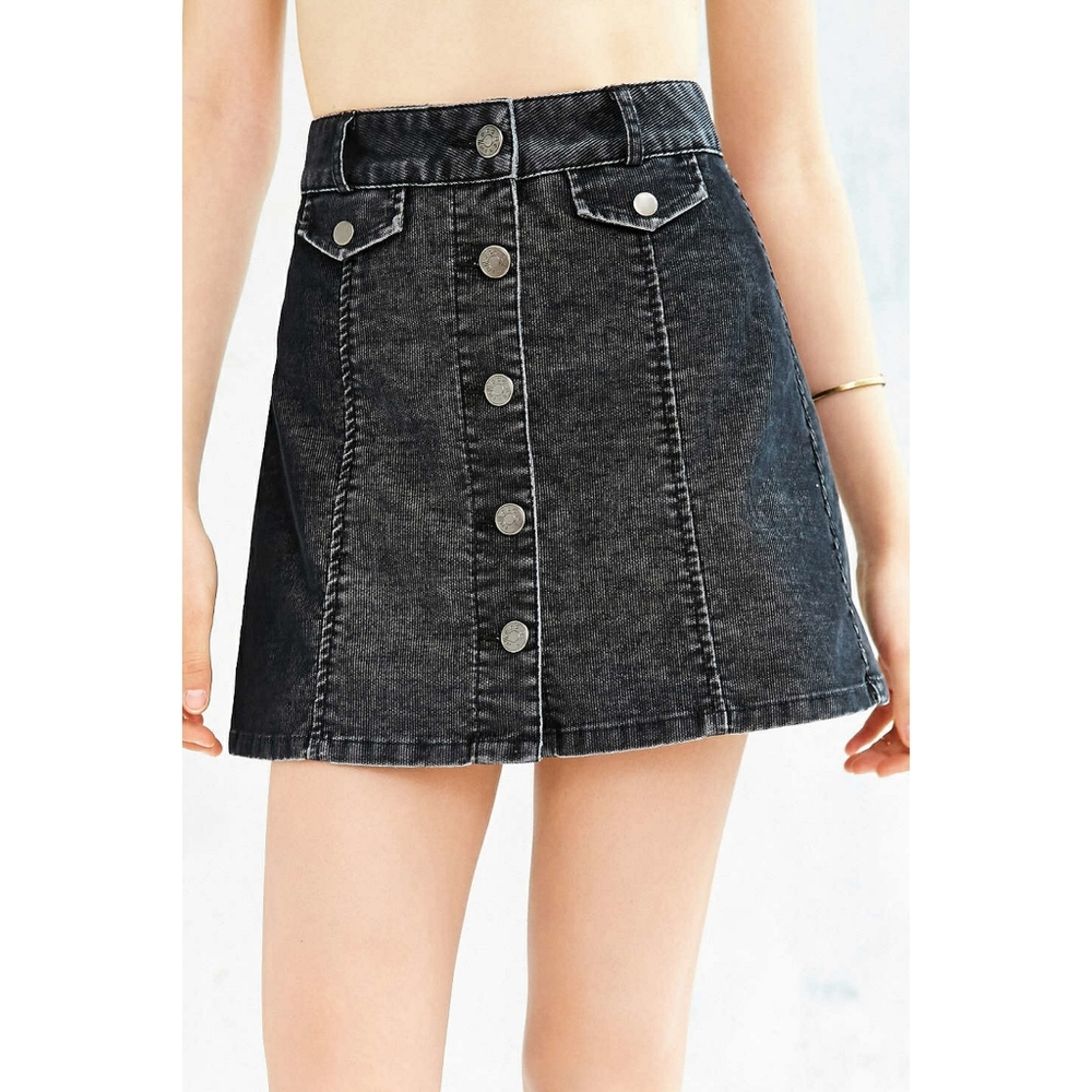 Bdg | Corduroy A-Line Button-Front Mini Skirt - image 8